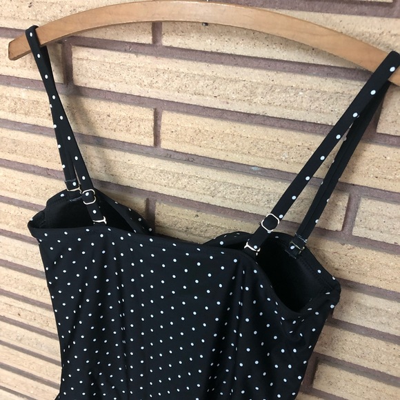 Black and White Polka Dot 50's Style Swimsuit - 8 - Picture 8 of 9
